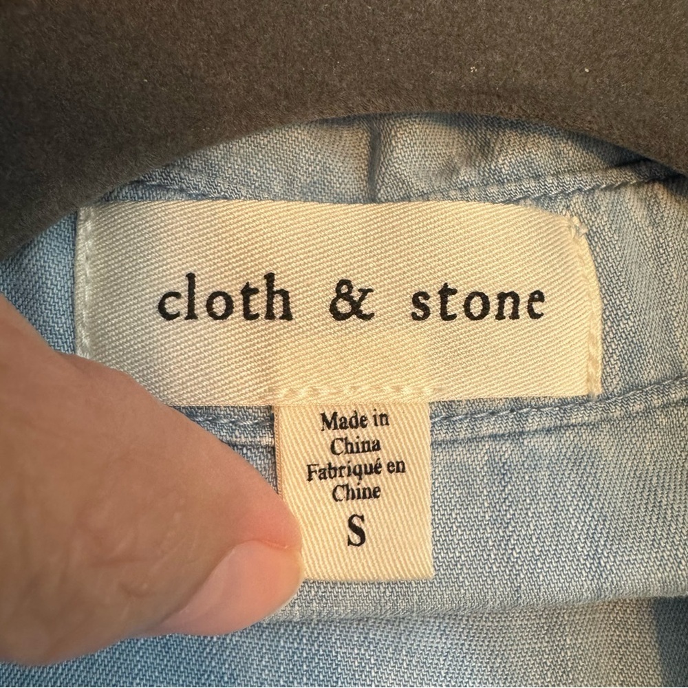 CLOTH & STONE Rolled Hem Utility Chambray Romper, Soft Tencel, Size Small - Picture 6 of 9